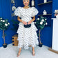 Kelsey Puff Sleeve Layered Occasion Polka Cream