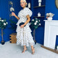 Kelsey Puff Sleeve Layered Occasion Polka Cream