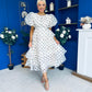 Kelsey Puff Sleeve Layered Occasion Polka Cream