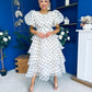 Kelsey Puff Sleeve Layered Occasion Polka Cream