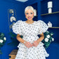 Kelsey Puff Sleeve Layered Occasion Polka Cream