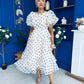 Kelsey Puff Sleeve Layered Occasion Polka Cream
