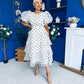 Kelsey Puff Sleeve Layered Occasion Polka Cream