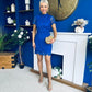Maryam Cap Sleeve High Neck Lace Mini Dress Cobalt