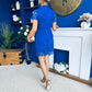 Maryam Cap Sleeve High Neck Lace Mini Dress Cobalt