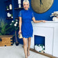 Maryam Cap Sleeve High Neck Lace Mini Dress Cobalt