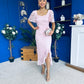 Heidi Lace Detail Ruched Midi Dress Pwr Pink