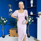Heidi Lace Detail Ruched Midi Dress Pwr Pink