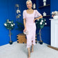Heidi Lace Detail Ruched Midi Dress Pwr Pink