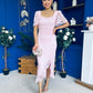 Heidi Lace Detail Ruched Midi Dress Pwr Pink
