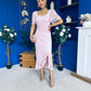 Heidi Lace Detail Ruched Midi Dress Pwr Pink