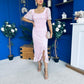 Heidi Lace Detail Ruched Midi Dress Pwr Pink