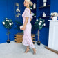 Heidi Lace Detail Ruched Midi Dress Pwr Pink