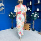Drew Puff Sleeve Wrap Front Midi Dress Floral Coral