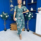 Drew Puff Sleeve Wrap Front Midi Dress Floral Green