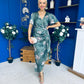 Drew Puff Sleeve Wrap Front Midi Dress Floral Green
