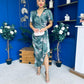Drew Puff Sleeve Wrap Front Midi Dress Floral Green