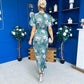 Drew Puff Sleeve Wrap Front Midi Dress Floral Green