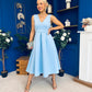 Bethany V Neck Skater Midi Blue
