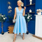 Bethany V Neck Skater Midi Blue
