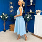 Bethany V Neck Skater Midi Blue