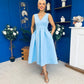 Bethany V Neck Skater Midi Blue