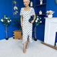 Heidi Chiffon Detail Ruched Midi Dress Polka White
