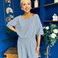 Scarlet Check Top & Trouser Set Navy