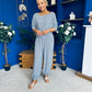 Scarlet Check Top & Trouser Set Navy