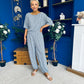 Scarlet Check Top & Trouser Set Navy