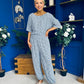 Scarlet Check Top & Trouser Set Navy