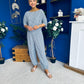 Scarlet Check Top & Trouser Set Navy