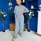 Scarlet Check Top & Trouser Set Navy
