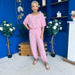 Scarlet Check Top & Trouser Set Pink