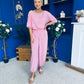 Scarlet Check Top & Trouser Set Pink