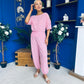 Scarlet Check Top & Trouser Set Pink