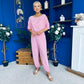 Scarlet Check Top & Trouser Set Pink