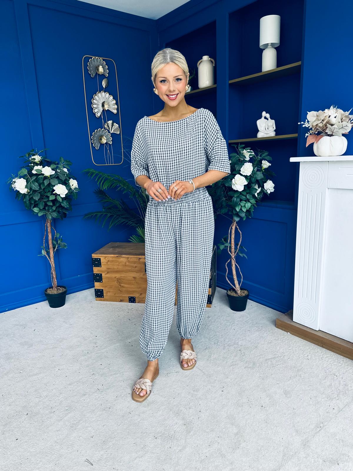 Scarlet Check Top & Trouser Set Coco
