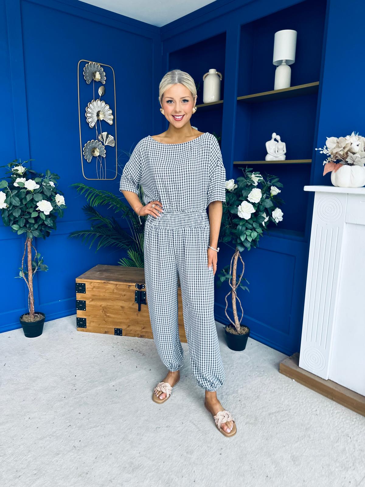 Scarlet Check Top & Trouser Set Coco