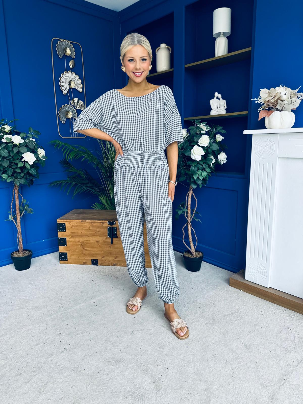 Scarlet Check Top & Trouser Set Coco