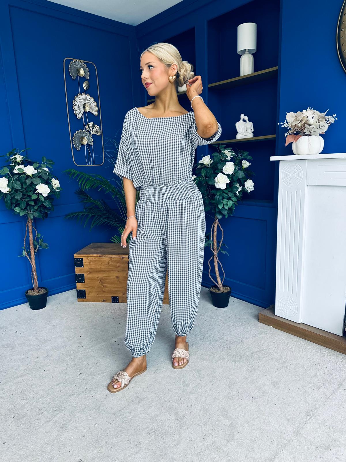 Scarlet Check Top & Trouser Set Coco