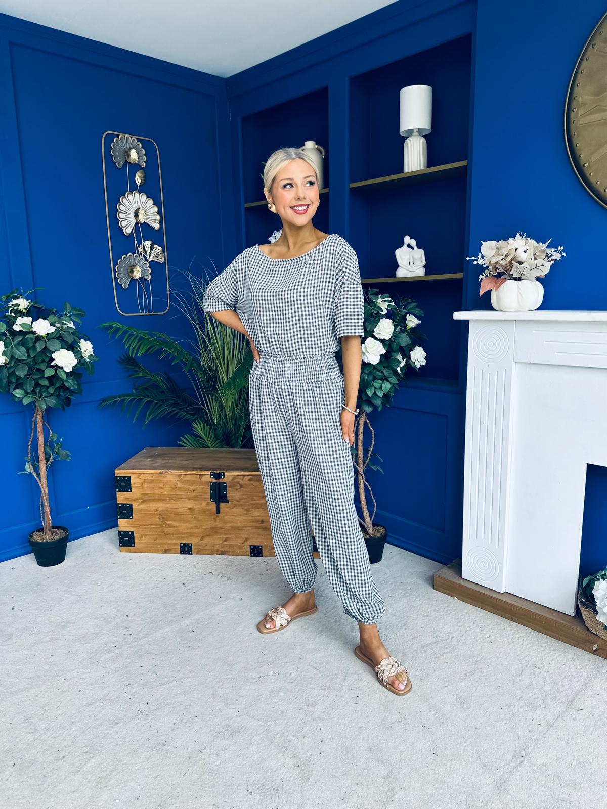 Scarlet Check Top & Trouser Set Coco