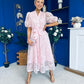 Destiny Short Sleeve Lace Shirt Dress Pink