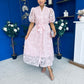 Destiny Short Sleeve Lace Shirt Dress Pink