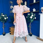 Destiny Short Sleeve Lace Shirt Dress Pink