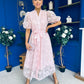 Destiny Short Sleeve Lace Shirt Dress Pink