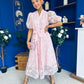Destiny Short Sleeve Lace Shirt Dress Pink