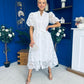 Destiny Short Sleeve Lace Shirt Dress Cream
