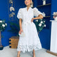Destiny Short Sleeve Lace Shirt Dress Cream
