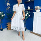 Destiny Short Sleeve Lace Shirt Dress Cream